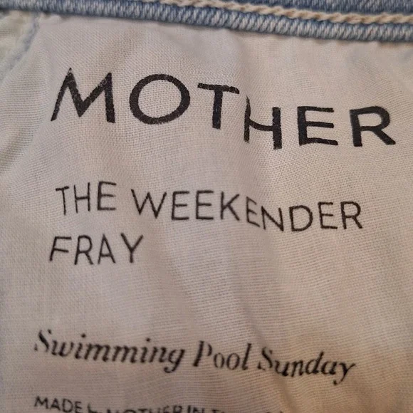 Mother The Weekender Fray Midrise Flare Jeans Sz 25 Blue Swimming Pool Sunday - Picture 2 of 10